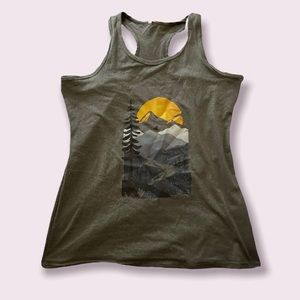 Landscape Sunset Over Mountains View Racerback Grey Tank Top XXL (fits like XL)